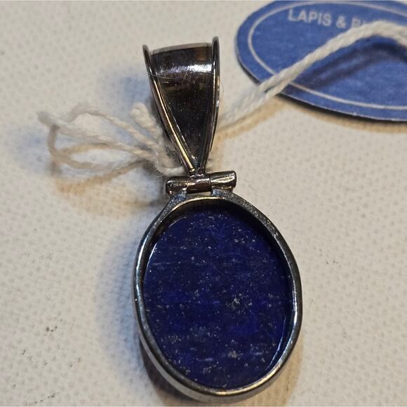 Sterling Silver 925 Oxidized Lapis and Blue Topaz‎ Pendant New! - Picture 5 of 9